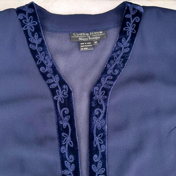 {cynthia howie} VTG Open-Front Sheer Blazer — Size 10, Navy Blue - Picture 10 of 16